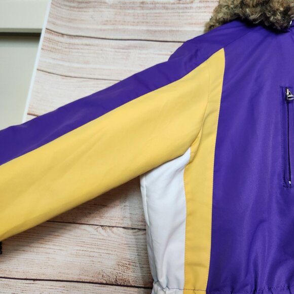 NFL Team Apparel Women's S Fuzzy Hoodie Full Zip Minnesota Vikings Quilted Inner - Picture 5 of 16